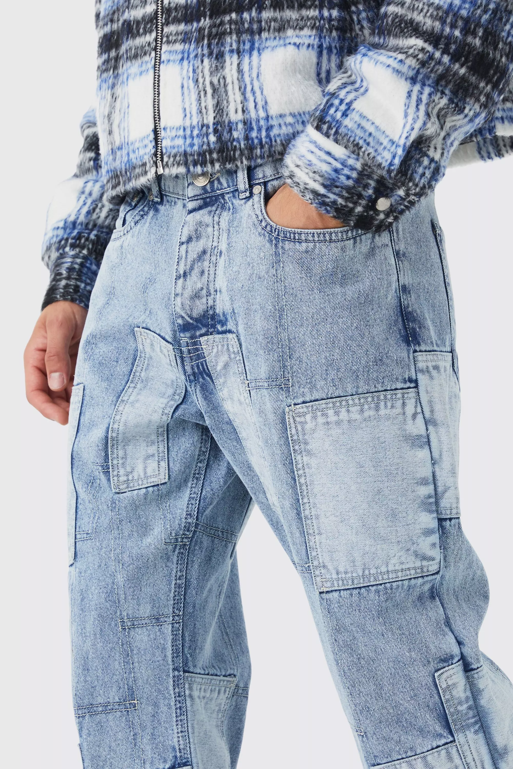 無料配送 ◆ OPEN_YY ◆ PATCHWORK EFFECT LOOSE BOOTCUT OPEN YY] PATCHWORK EFFECT LOOSE BOOTCUT